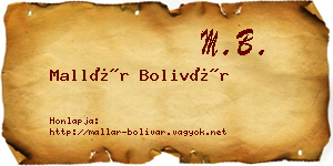 Mallár Bolivár névjegykártya